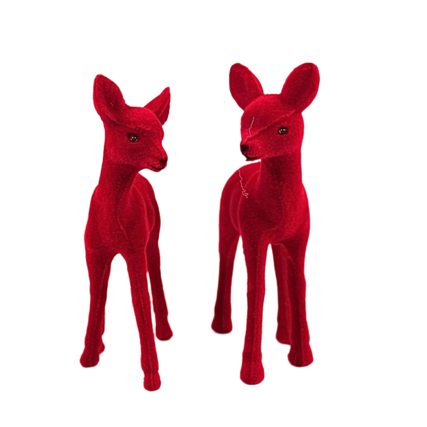 Shop For Red Flocked Deer Sitter, Set of 2