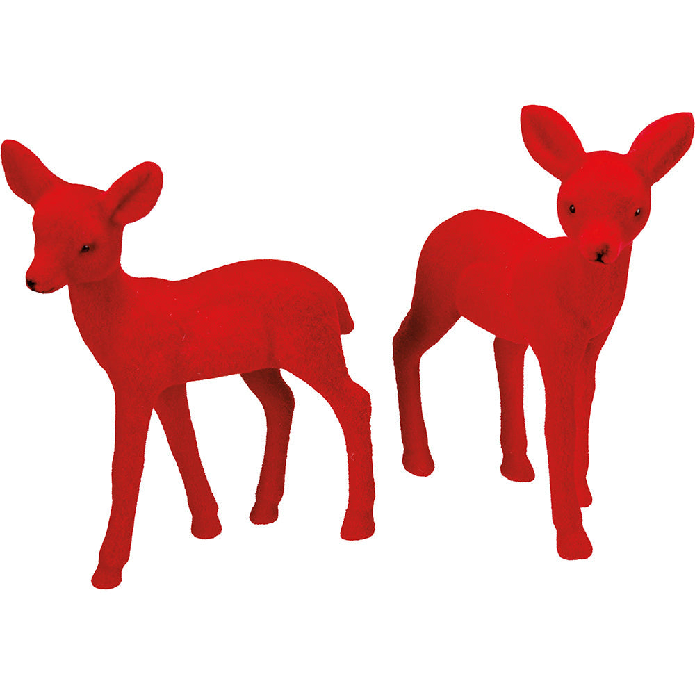 Shop For Red Flocked Deer Sitter, Set of 2