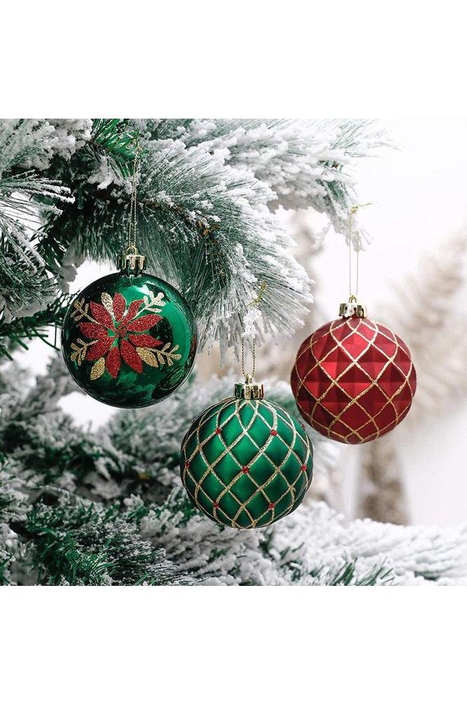 Shop For Red Green and Gold Ornament Bundle (Set of 16)