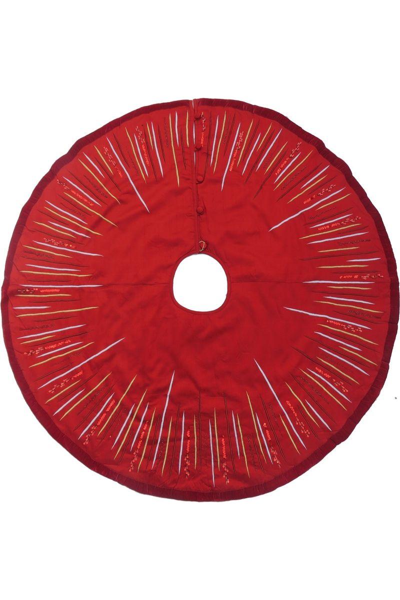 Shop For Red Hand Beaded Starburst Christmas Tree Skirt at Michelle's aDOORable Creations