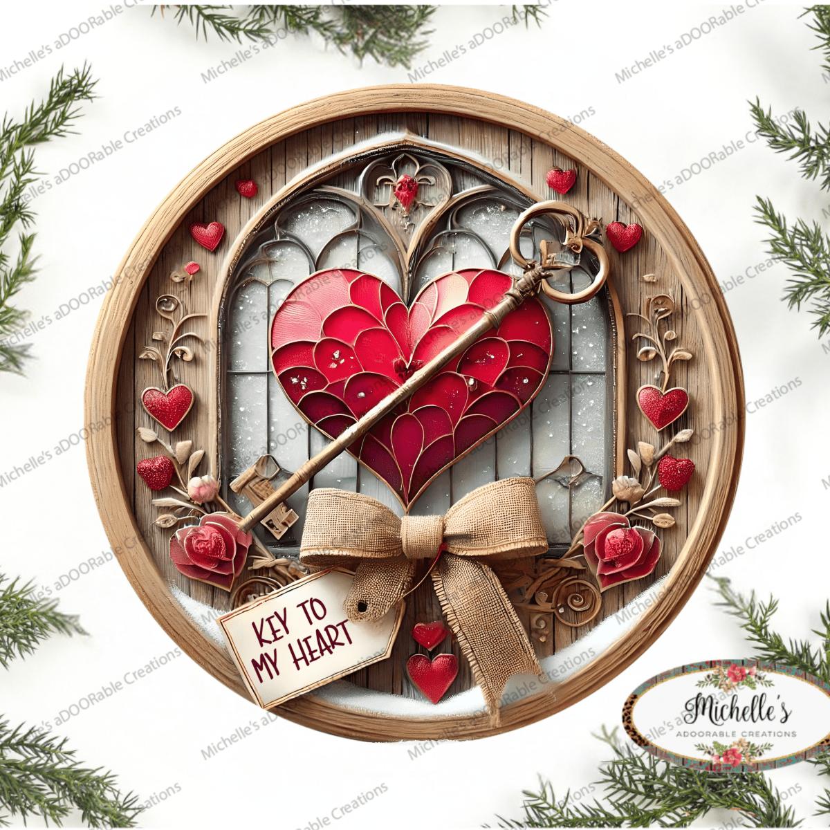 Shop For Red Key To My Heart Valentine Round Sign