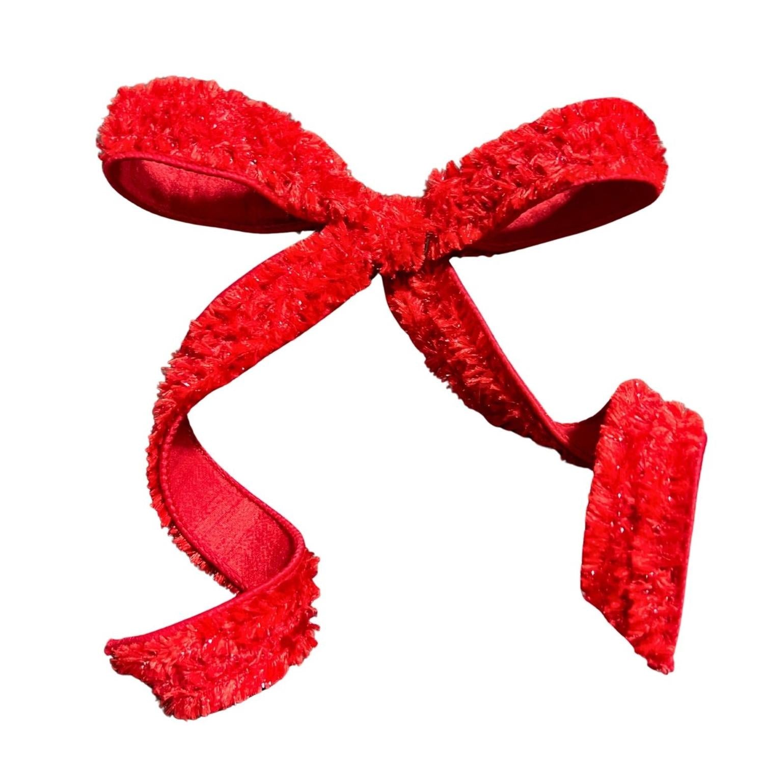 Red Plush Chenille Bow