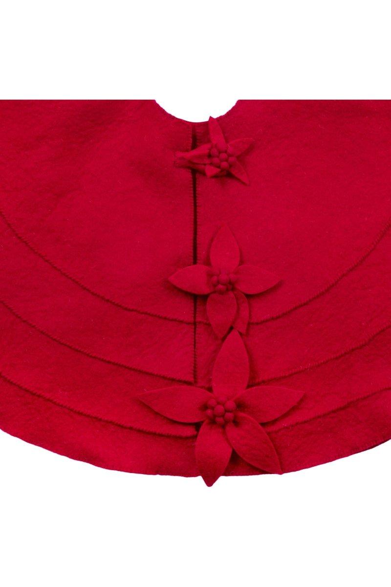 Shop For Red Poinsettia Buttons Christmas Tree Skirt 60"