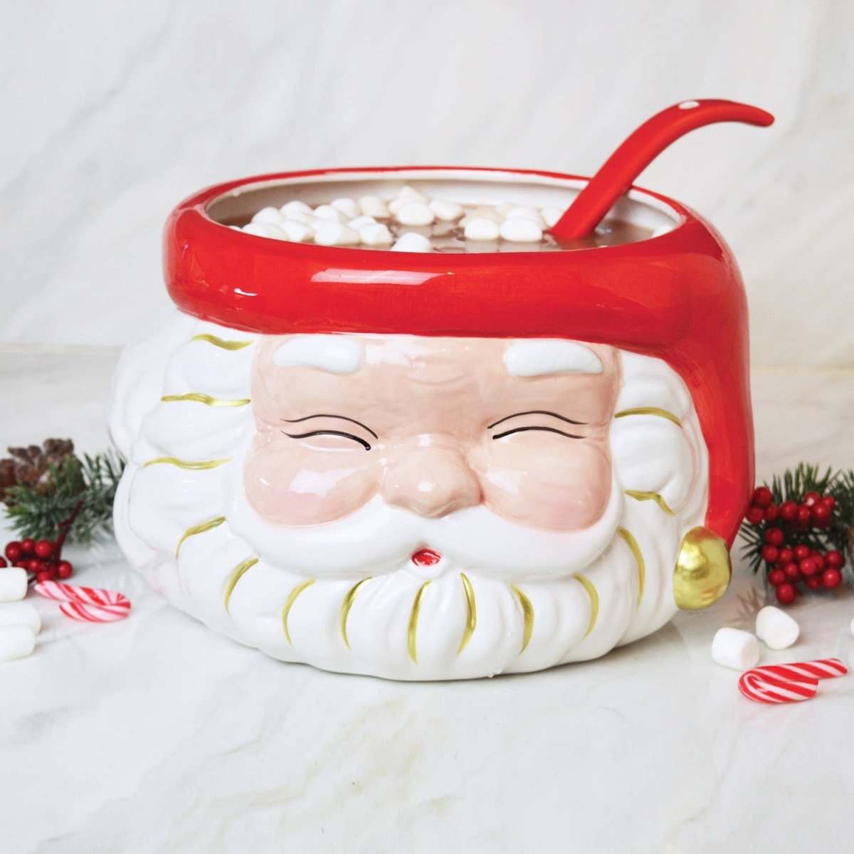 Shop For Red Santa Punch Bowl & Ladle