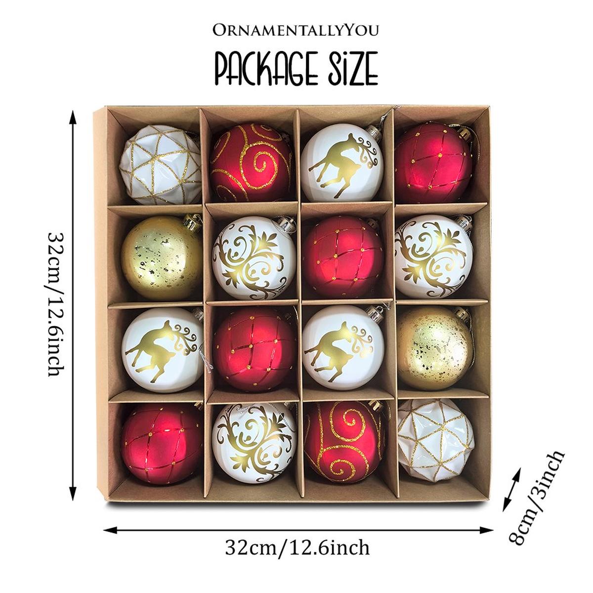 Shop For Red White and Gold Ornament Bundle (Set of 16)