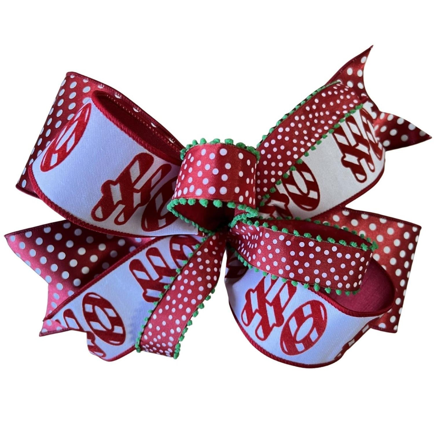 Red White Ho Ho Ho Polka Dot Bow