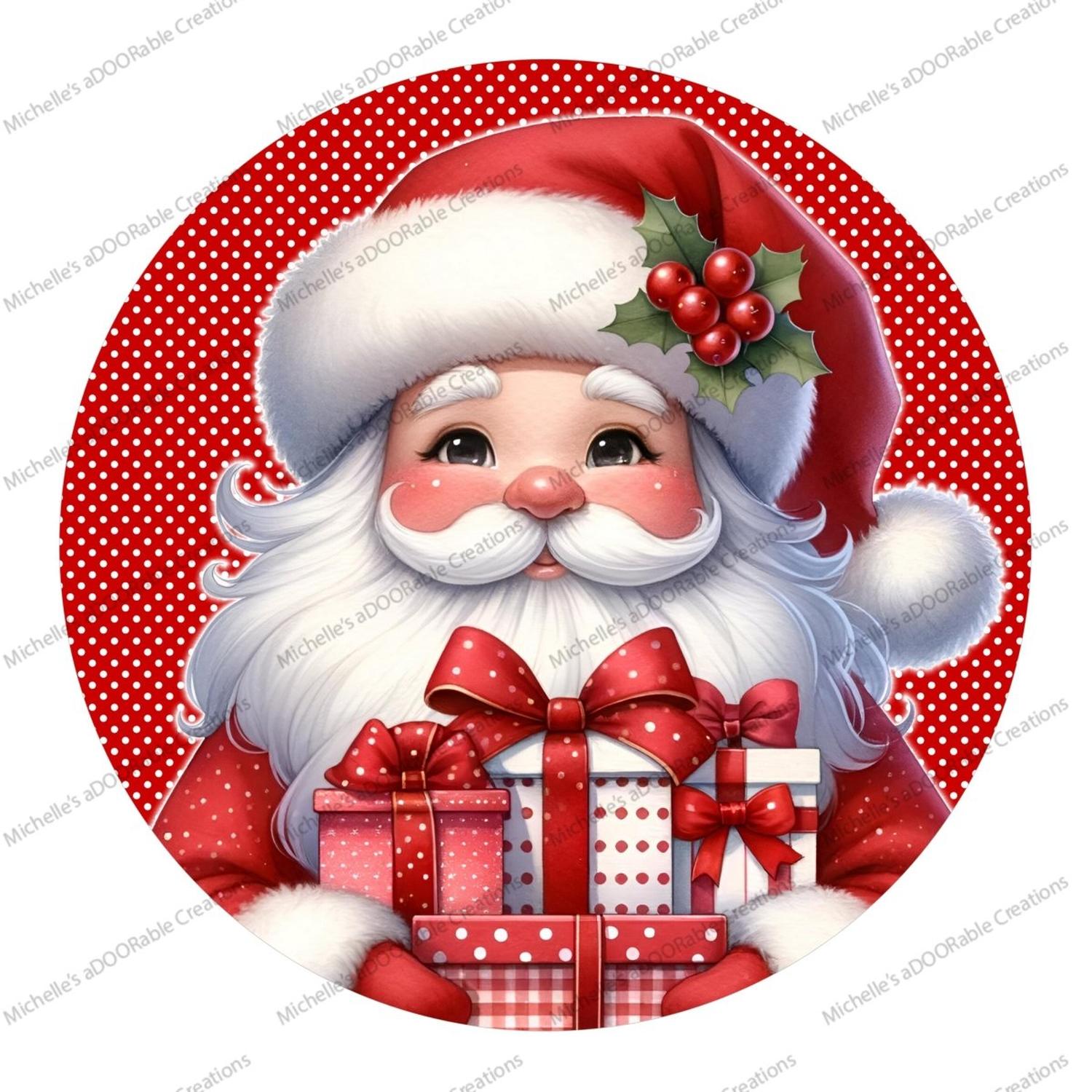 Red White Peppermint Santa Claus Sign