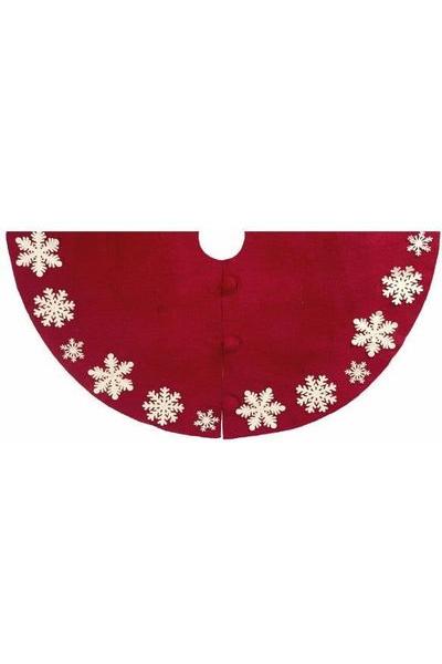 Shop For Red/Cream Tacked Snowflakes Christmas Tree Skirt at Michelle's aDOORable Creations