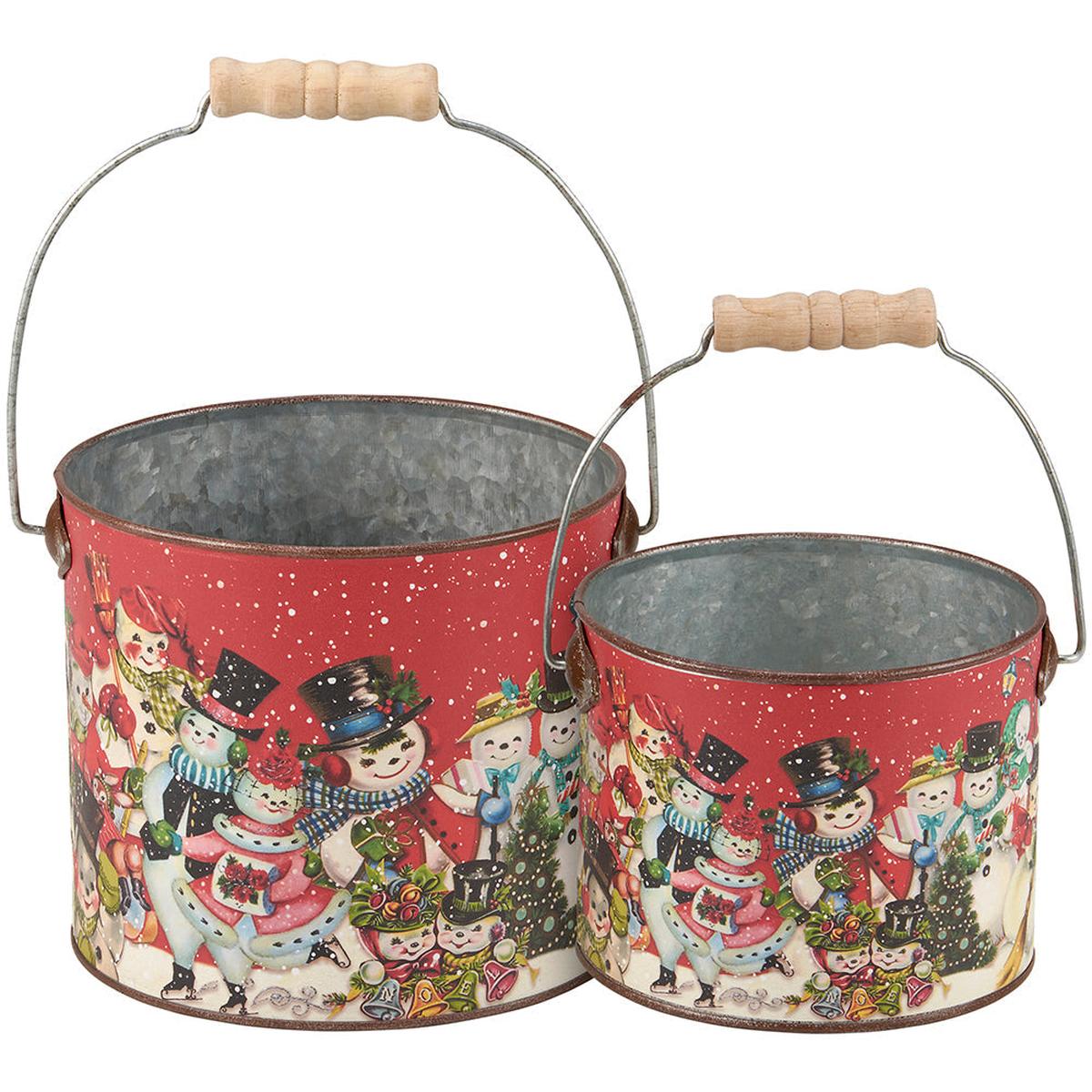 Shop For Retro Snowmen Bucket, Set of 2