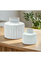 Shop For Ribbed Porcelain Vase with Washed Finish (Set of 2) at Michelle's aDOORable Creations