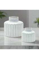 Shop For Ribbed Porcelain Vase with Washed Finish (Set of 2) at Michelle's aDOORable Creations