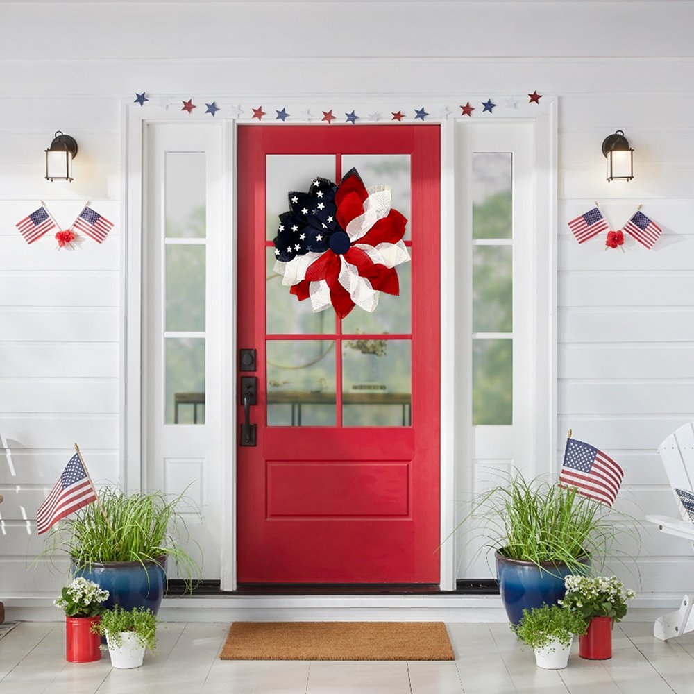 Shop For Rustic Burlap Patriotic 22" Wreath, American Flag Style