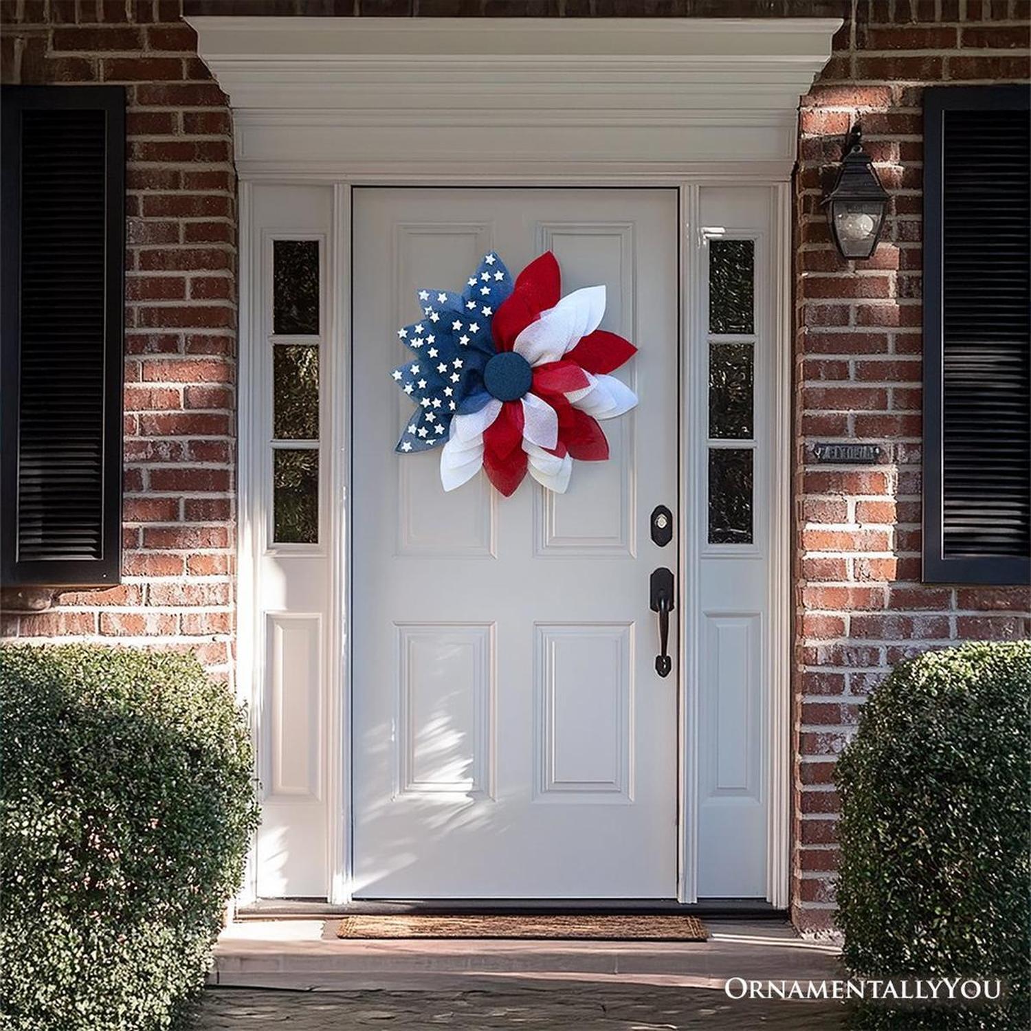 Shop For Rustic Burlap Patriotic 22" Wreath, American Flag Style 4th of July Front Door Home Decor