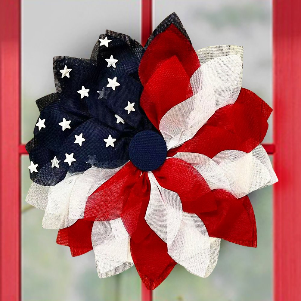 Shop For Rustic Burlap Patriotic 22" Wreath, American Flag Style