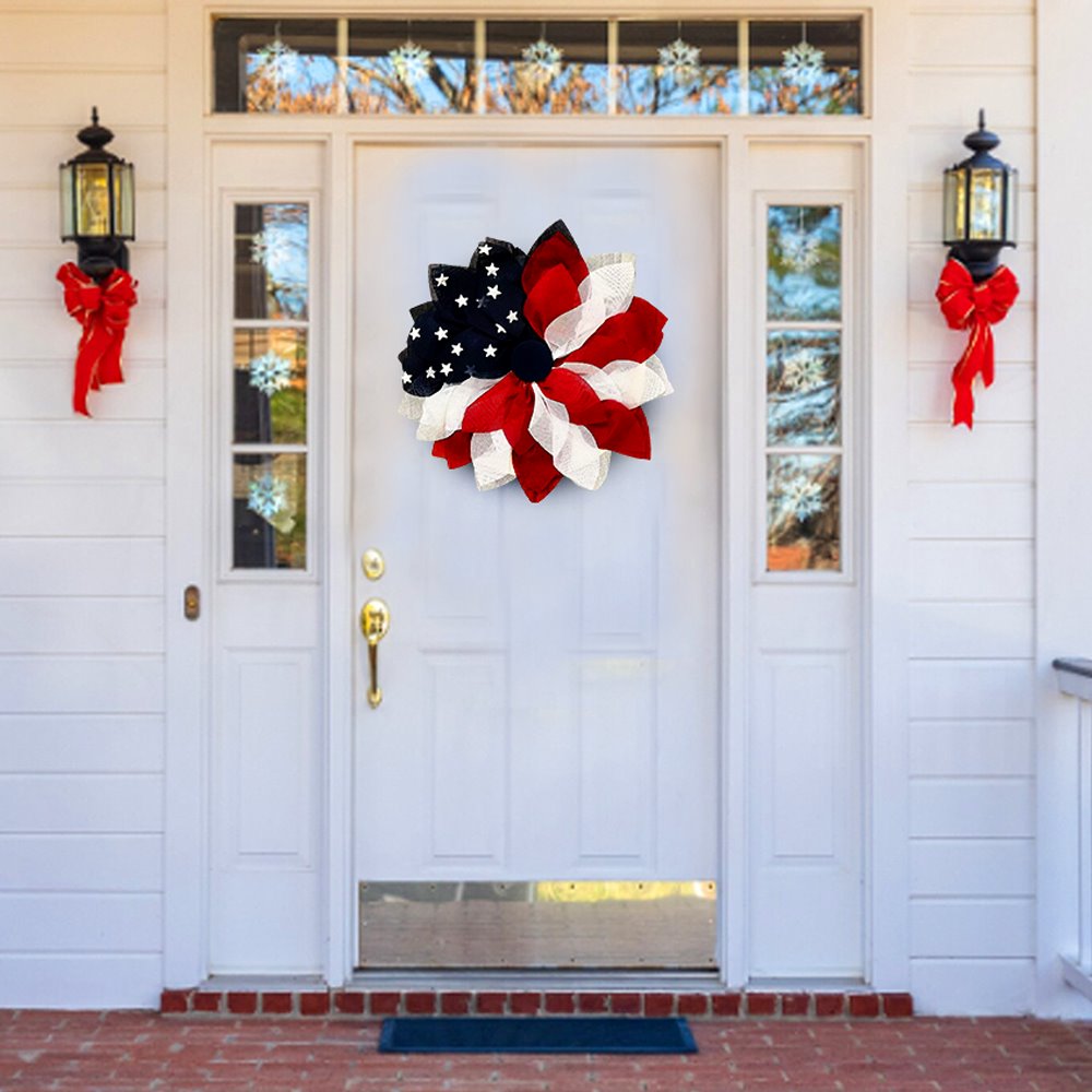 Shop For Rustic Burlap Patriotic 22" Wreath, American Flag Style