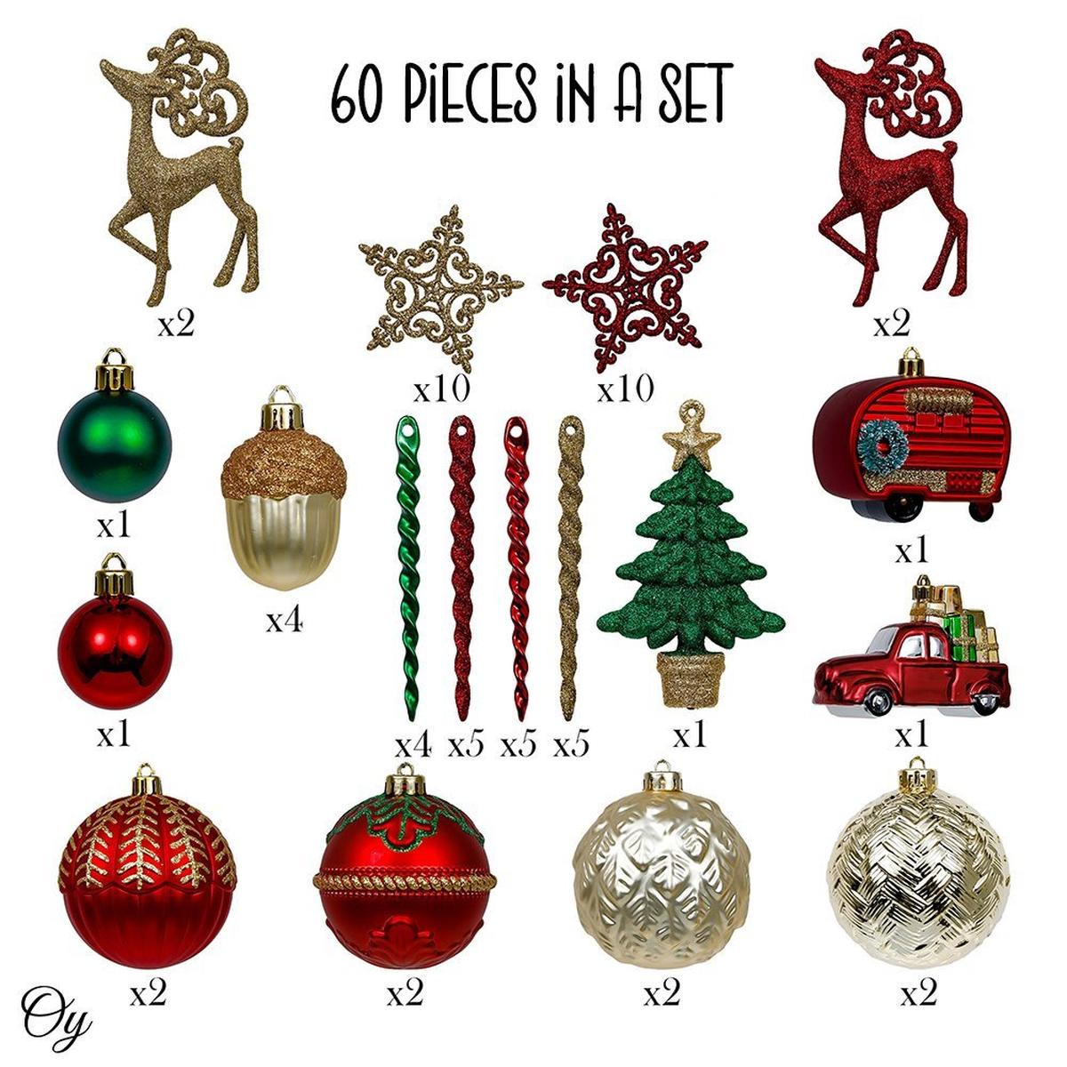 Shop For Rustic Christmas Ornament Bauble, 60 Piece Set