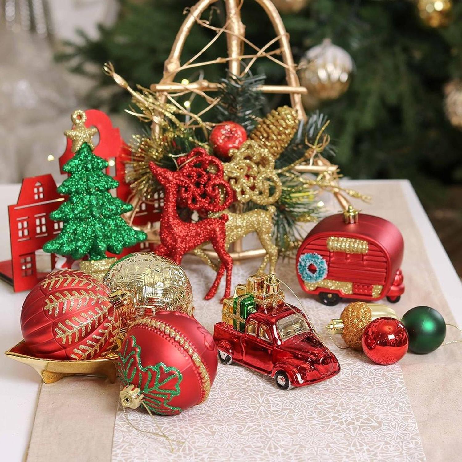 Rustic Christmas Ornament Bauble, 60 Piece Set