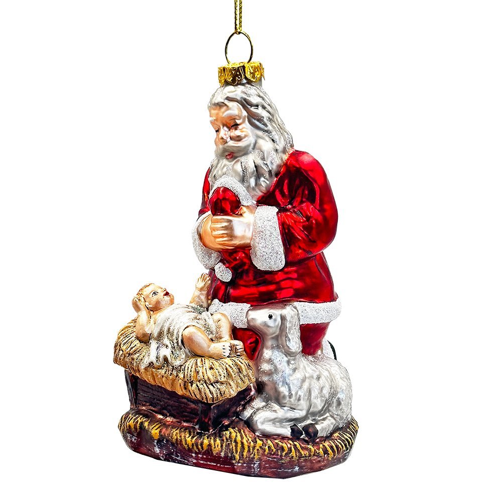 Shop For Santa and Baby Jesus Handblown Glass Ornament