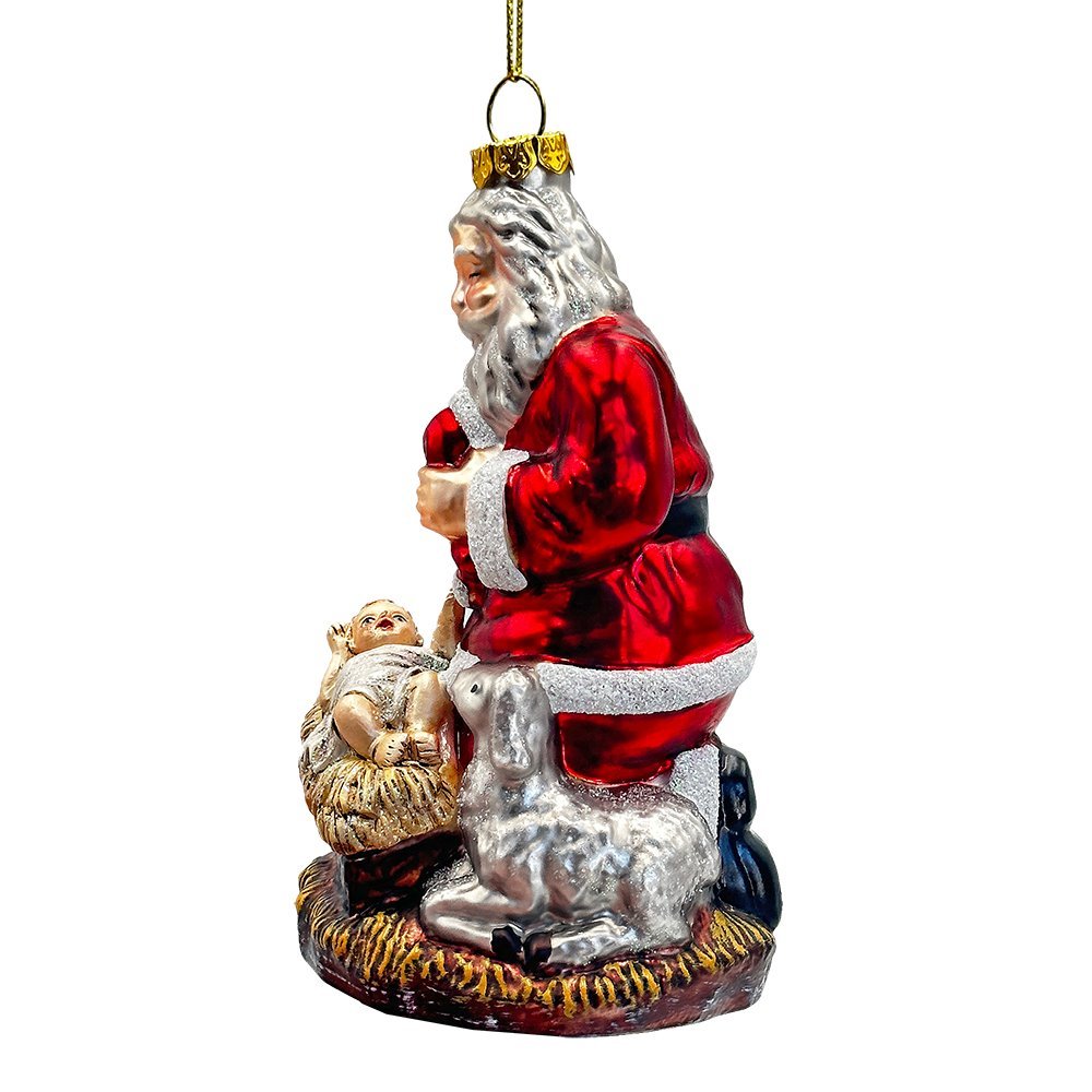 Shop For Santa and Baby Jesus Handblown Glass Ornament