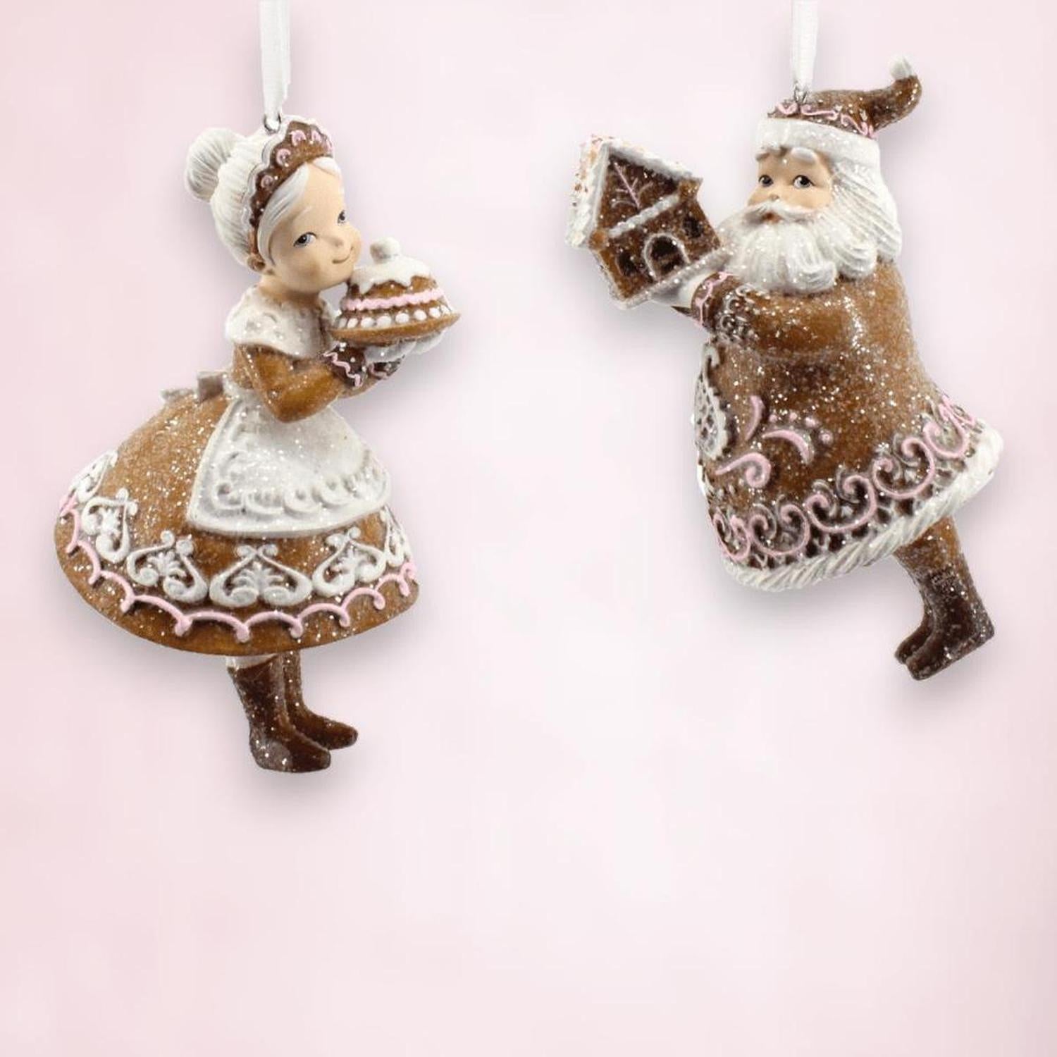 Santa and Mrs. Claus Gingerbread Ornaments
