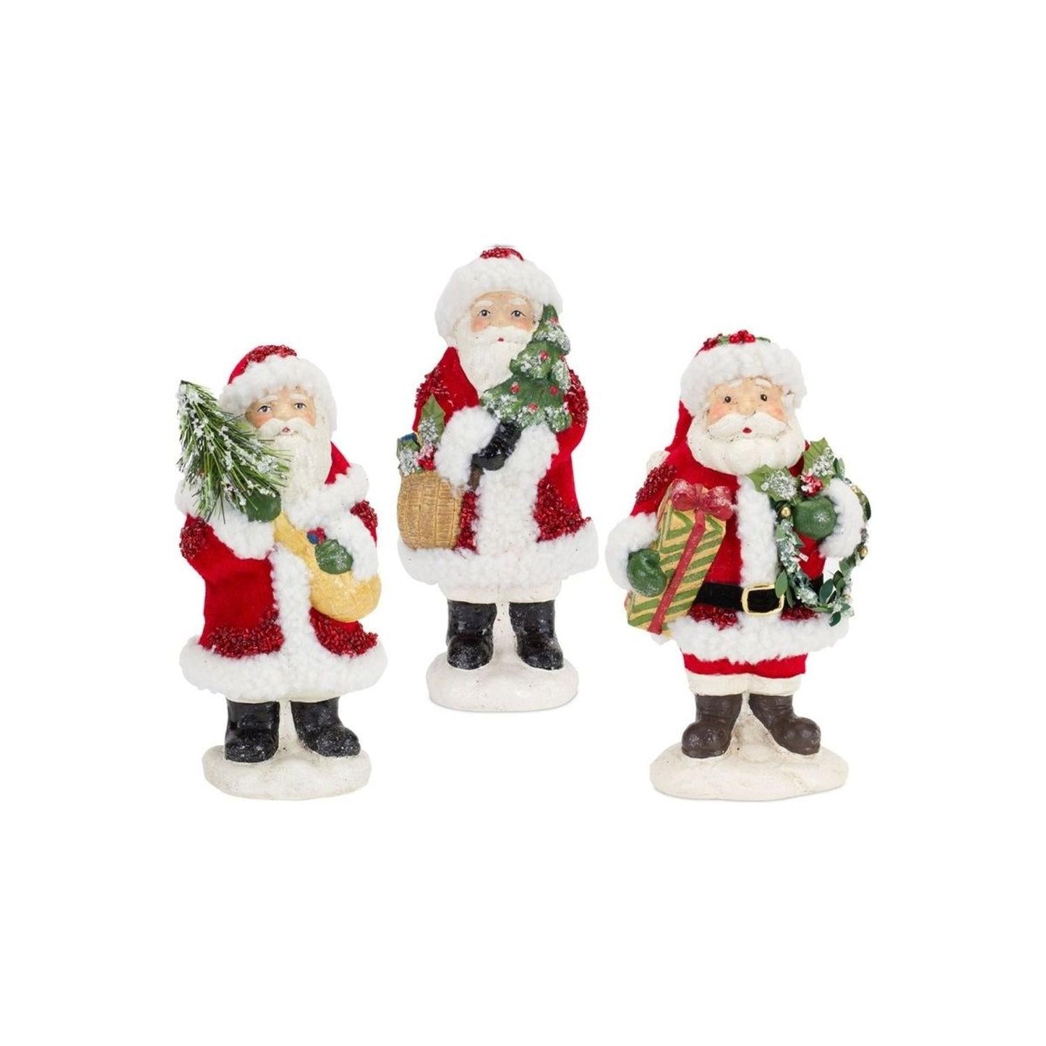 Santa Figurine with Pine Tree and Present Accents (Set of 3)