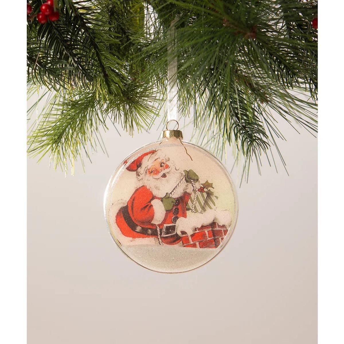 Shop For Santa Glass Disk Ornament