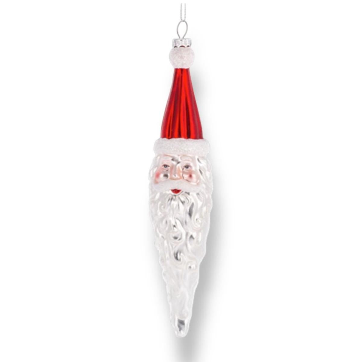 Shop For Santa Icicle Blown Glass Ornament RED