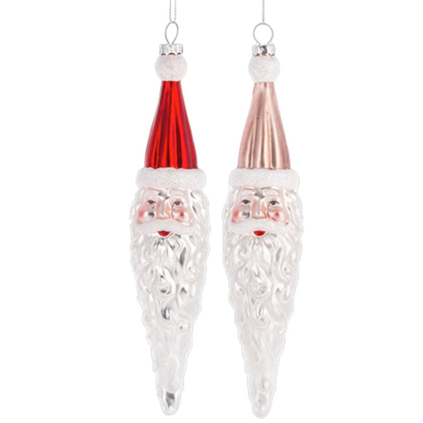 Shop For Santa Icicle Blown Glass Ornaments, Set of 4