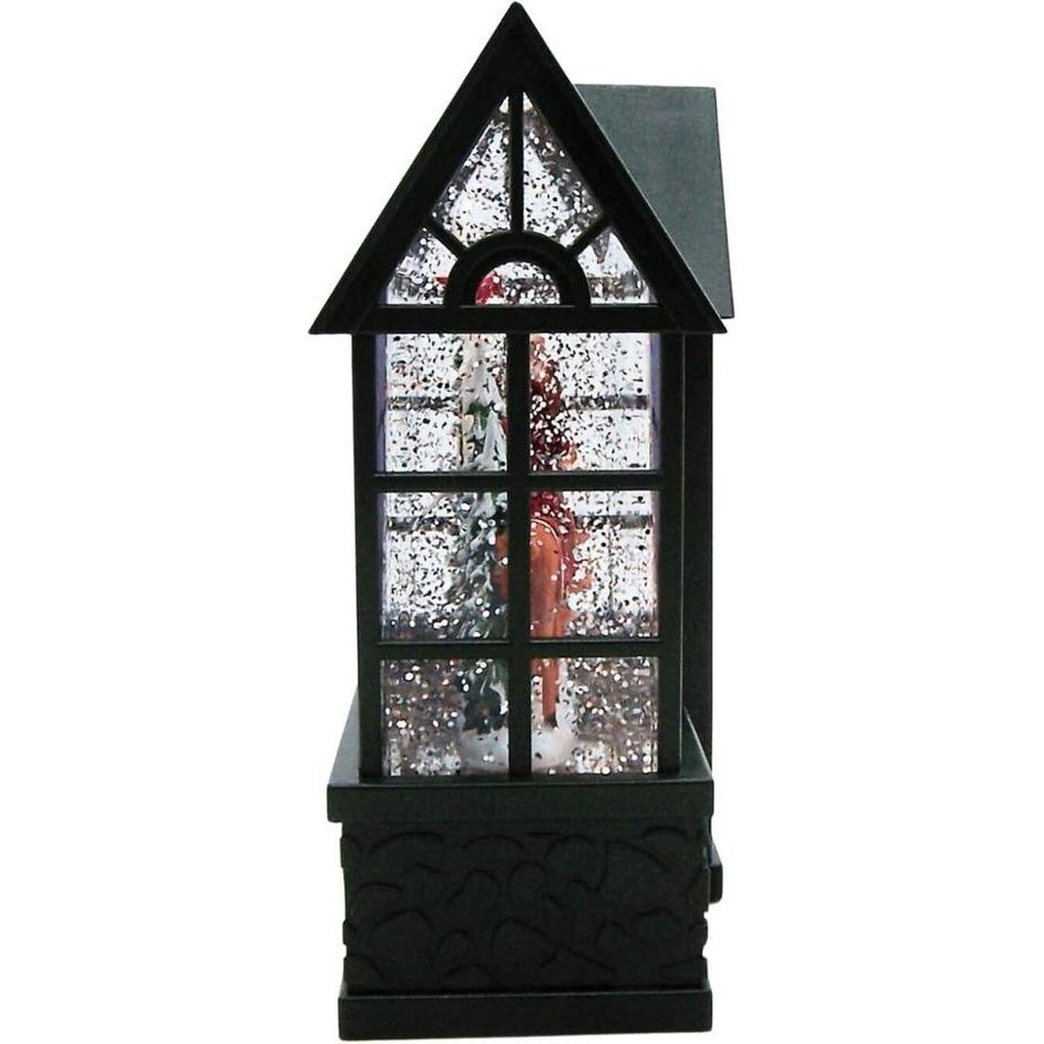 Santa With Reindeer Lighted Water Greenhouse Lantern