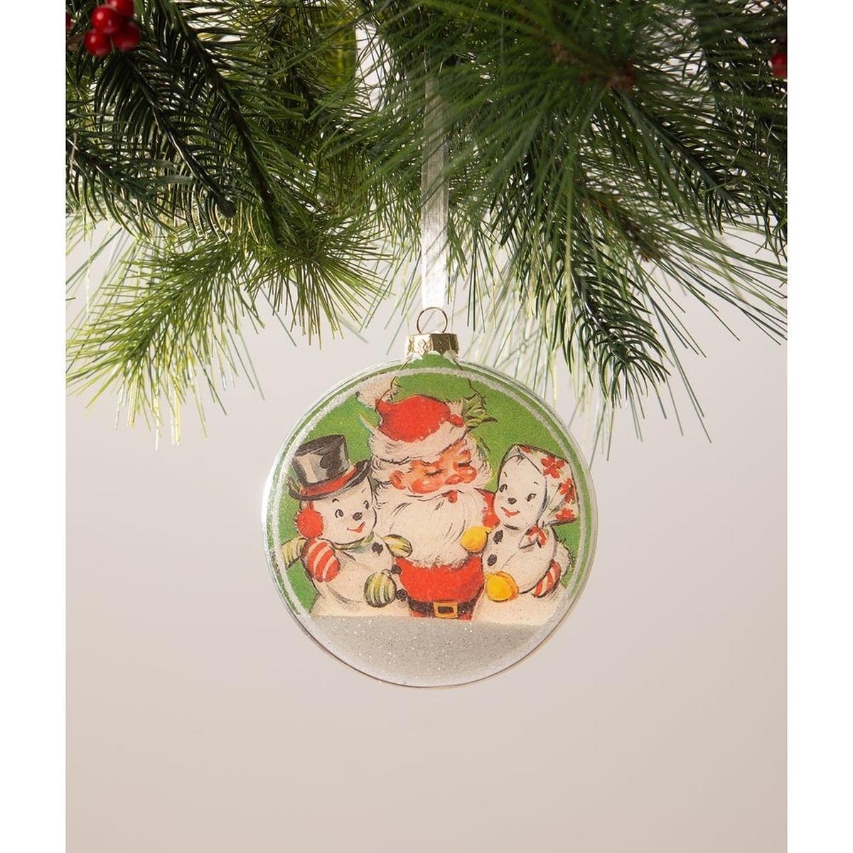 Shop For Santa with Snowmen Disk Ornament