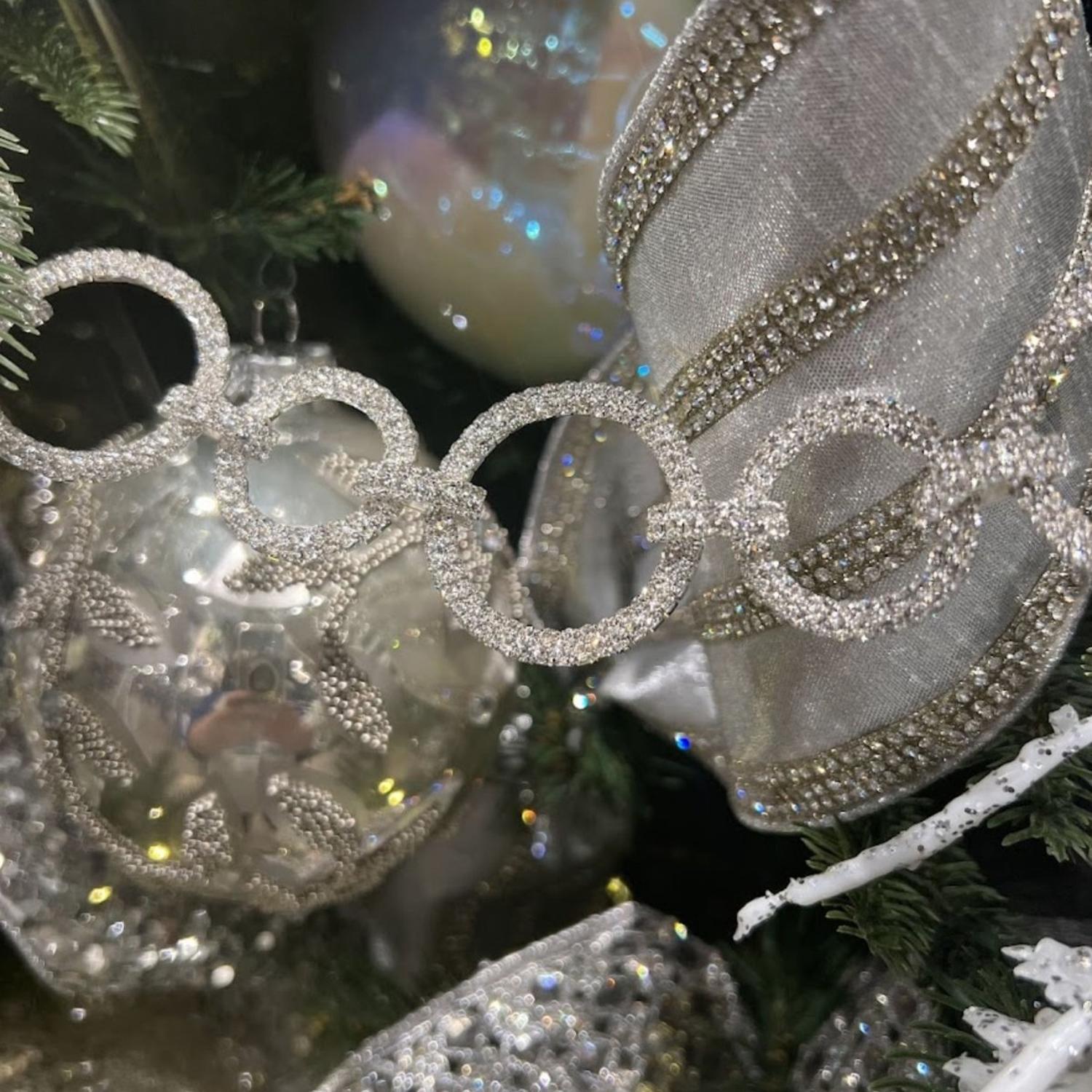 Silver Crystal Circle Christmas Garland, 36"