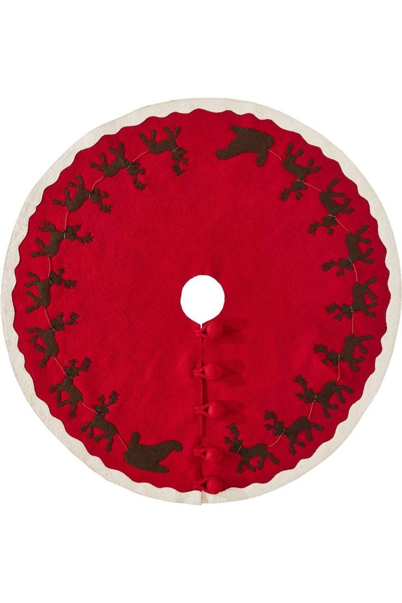 Shop For Sleigh and Reindeer Red Christmas Tree Skirt at Michelle's aDOORable Creations