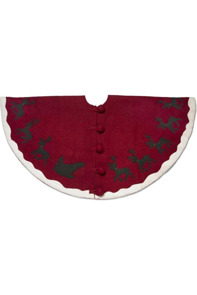 Shop For Sleigh and Reindeer Red Christmas Tree Skirt at Michelle's aDOORable Creations