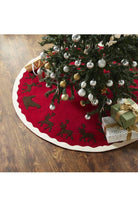 Shop For Sleigh and Reindeer Red Christmas Tree Skirt at Michelle's aDOORable Creations