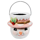 Small Pastel Holly Hat Snowman Bucket