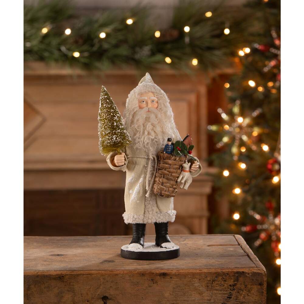 Small Santa with Toy Basket Figurine