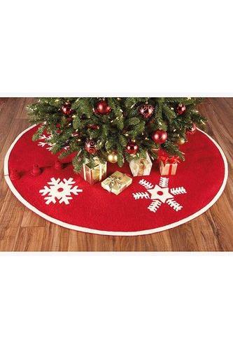 Shop For Snowflakes on Red Felt Christmas Tree Skirt at Michelle's aDOORable Creations