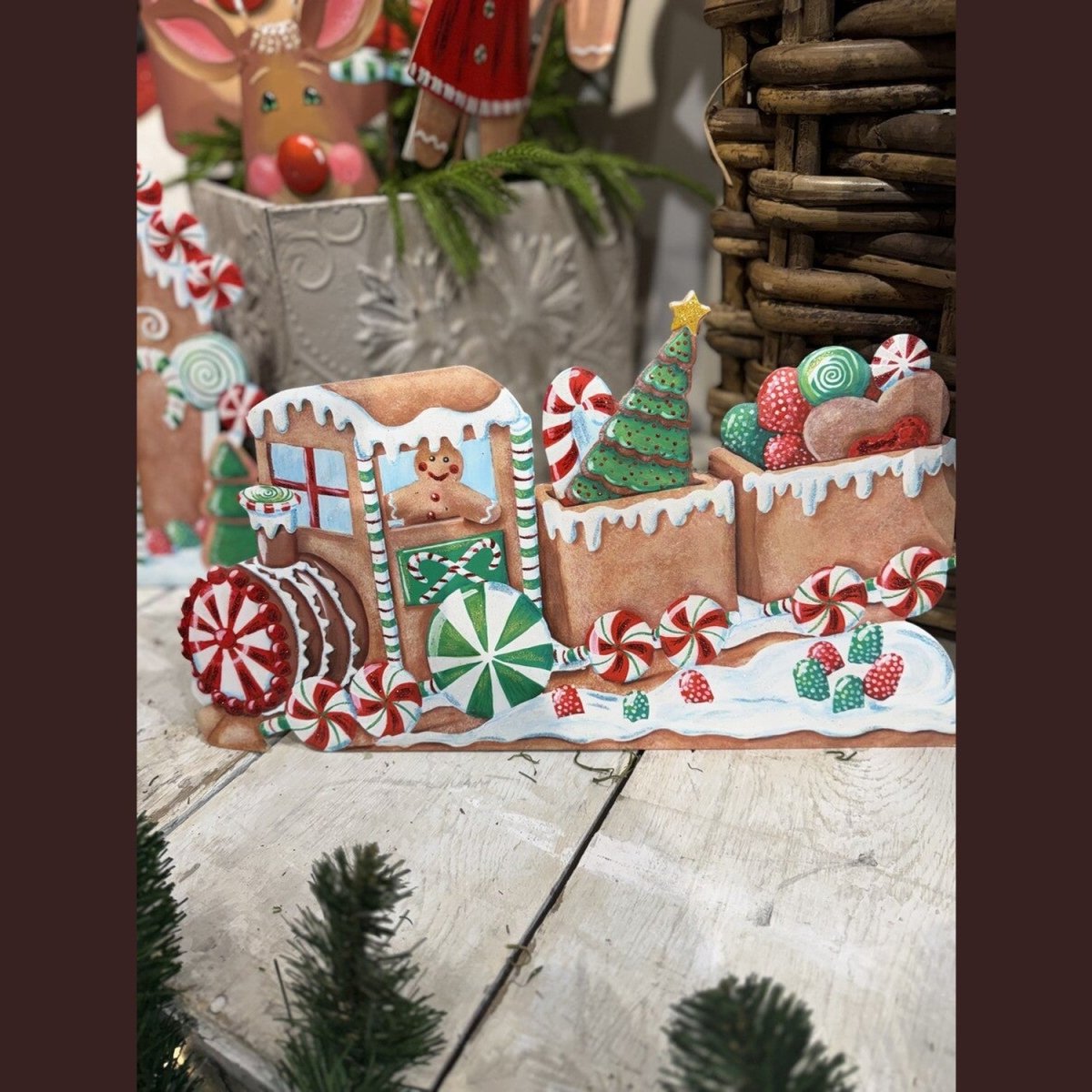 Shop For Snowy Gingerbread Train (Stake/Hanger/Easel)