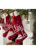 Shop For Snowy Village Embroidered Red Stocking at Michelle's aDOORable Creations