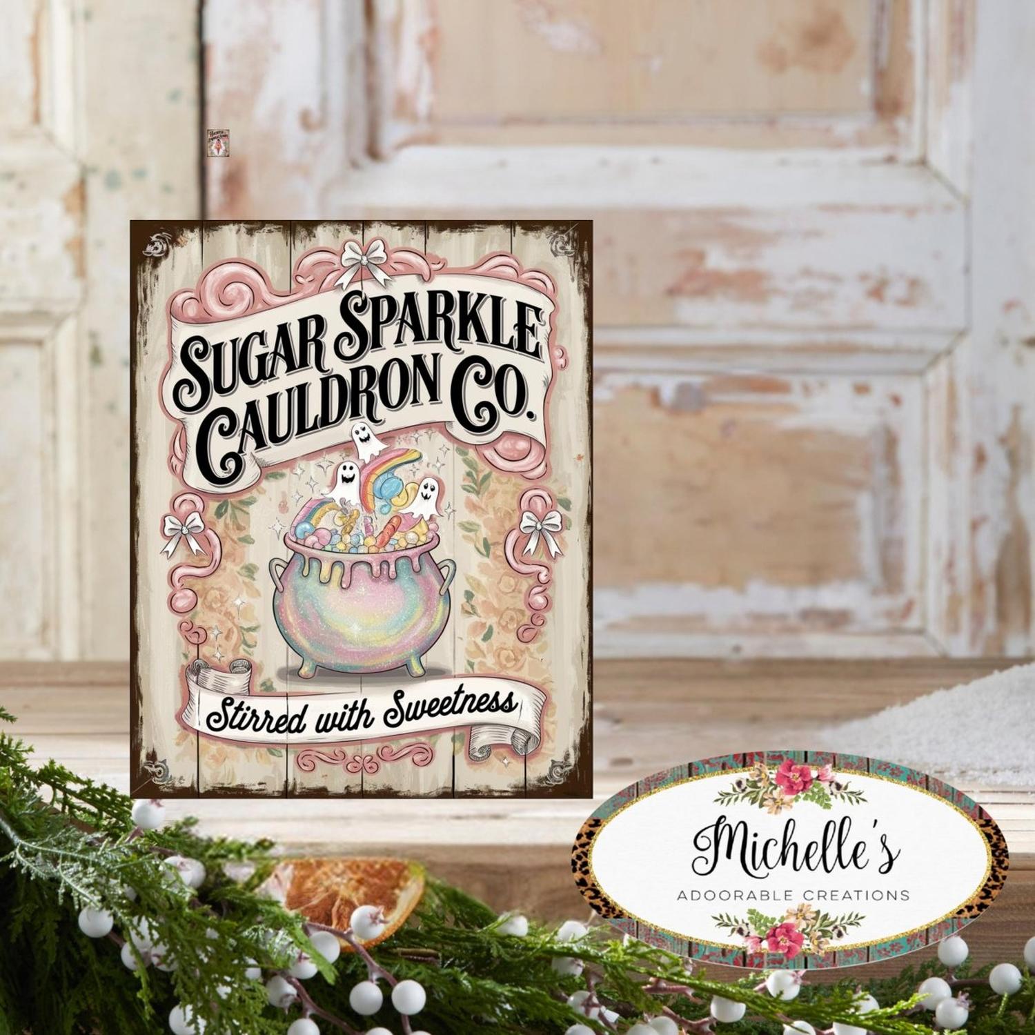 Sugar Sparkle Cauldron Co Halloween Sign