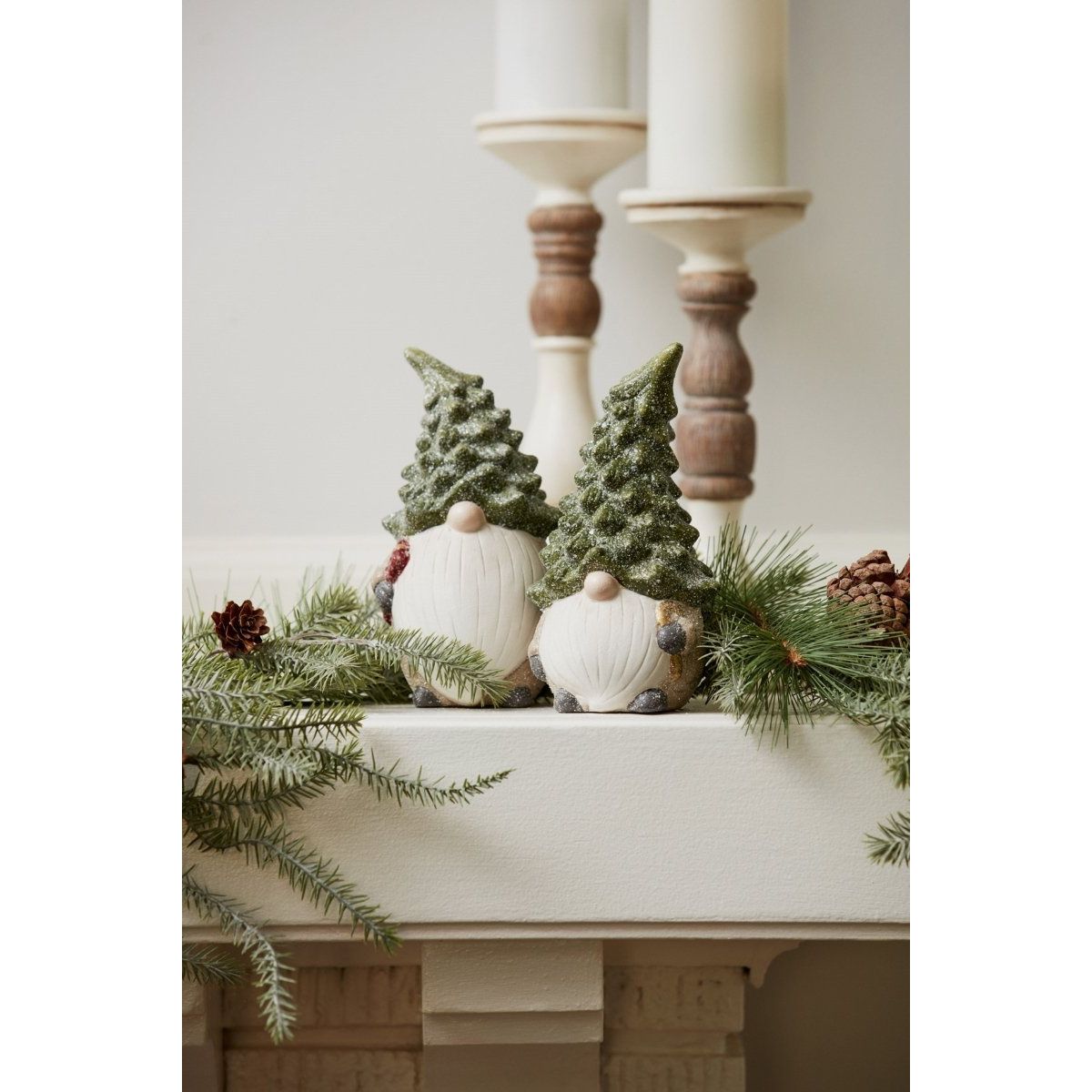 Shop For Terra Cotta Gnome Figurine with Pine Tree Hat (Set of 2) at Michelle's aDOORable Creations