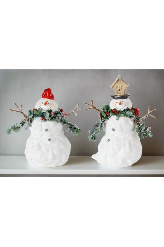 Shop For Terra Cotta Melted Snowman Family with Bird and Pine Accents (Set of 2) 80478DS