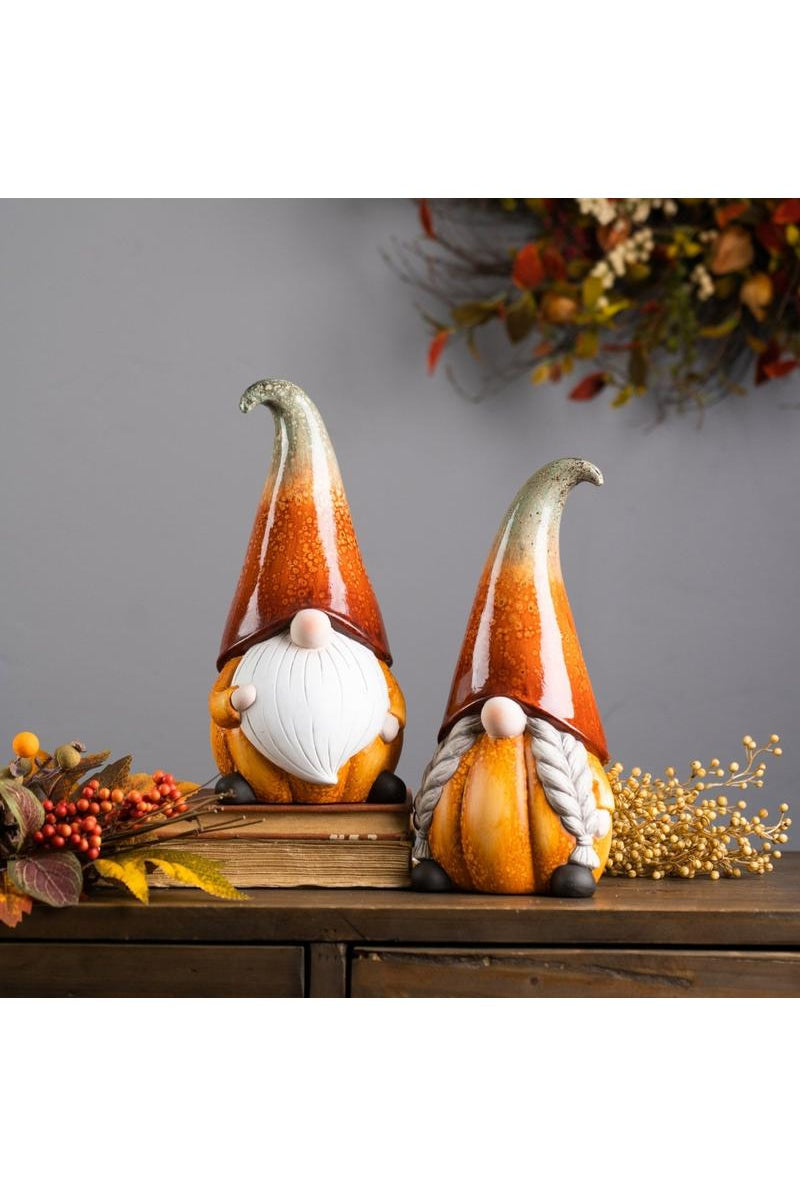 Shop For Terra Cotta Pumpkin Gnome with Ombre Hat (Set of 2) 83468DS