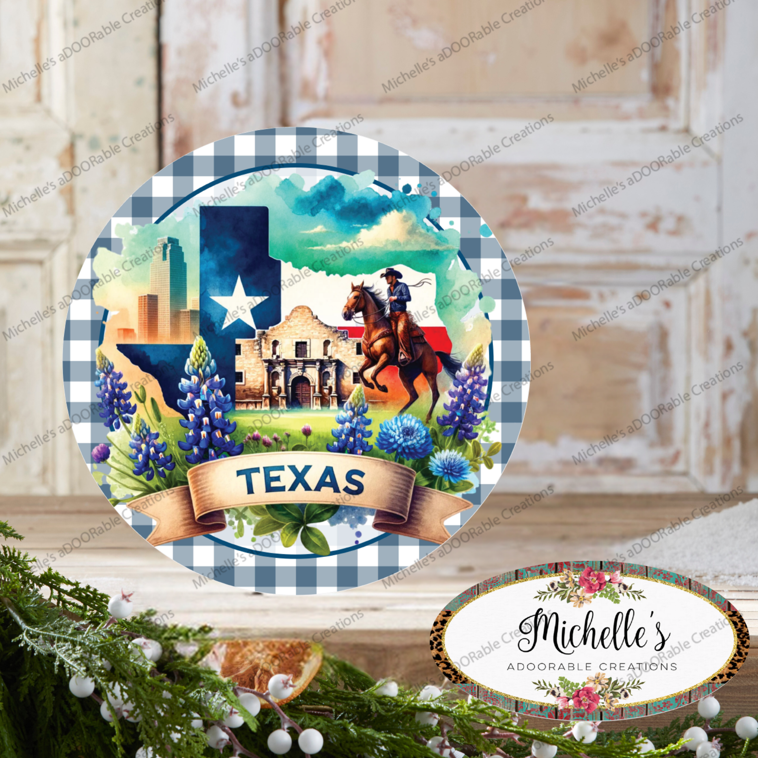 Shop For Texas Flag Alamo Bluebonnet Round Sign
