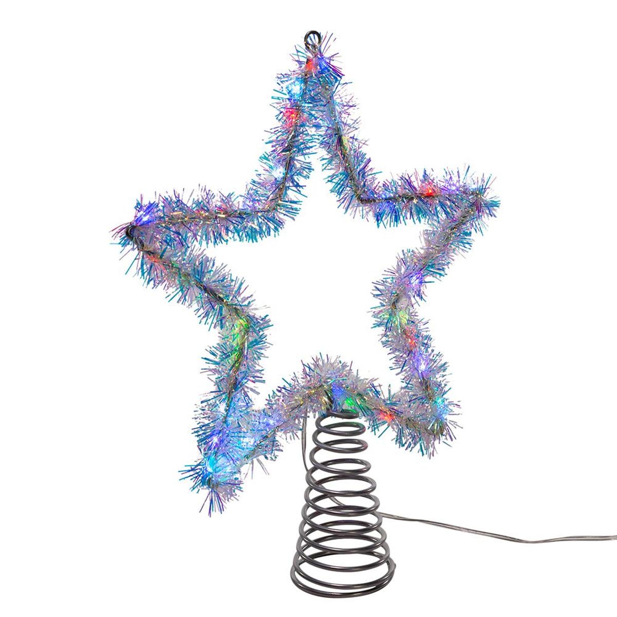 Shop For Tinsel Star Tree Topper with RGB LED Lights 12.2"