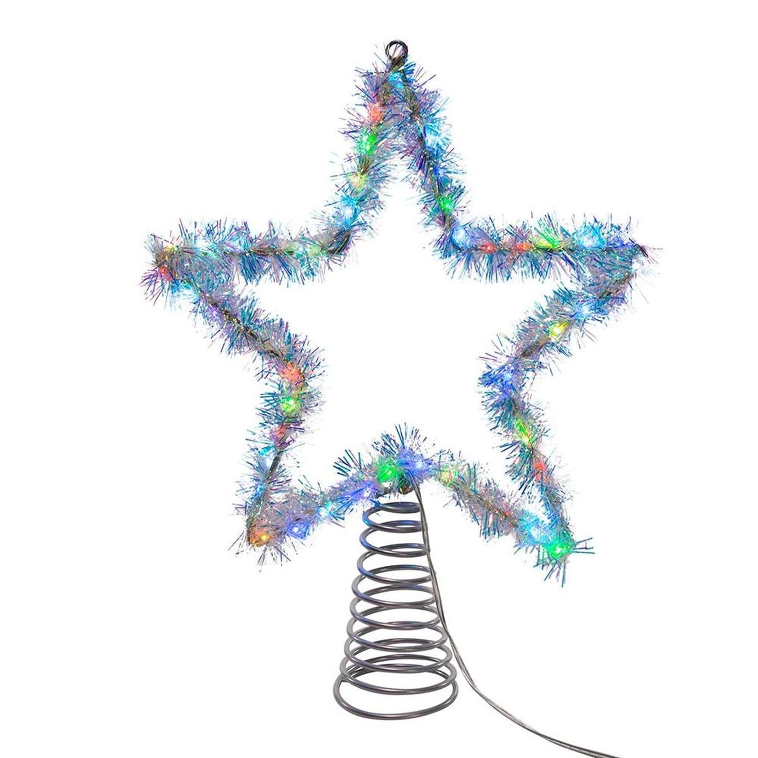 Tinsel Star Tree Topper with RGB LED Lights 12.2"