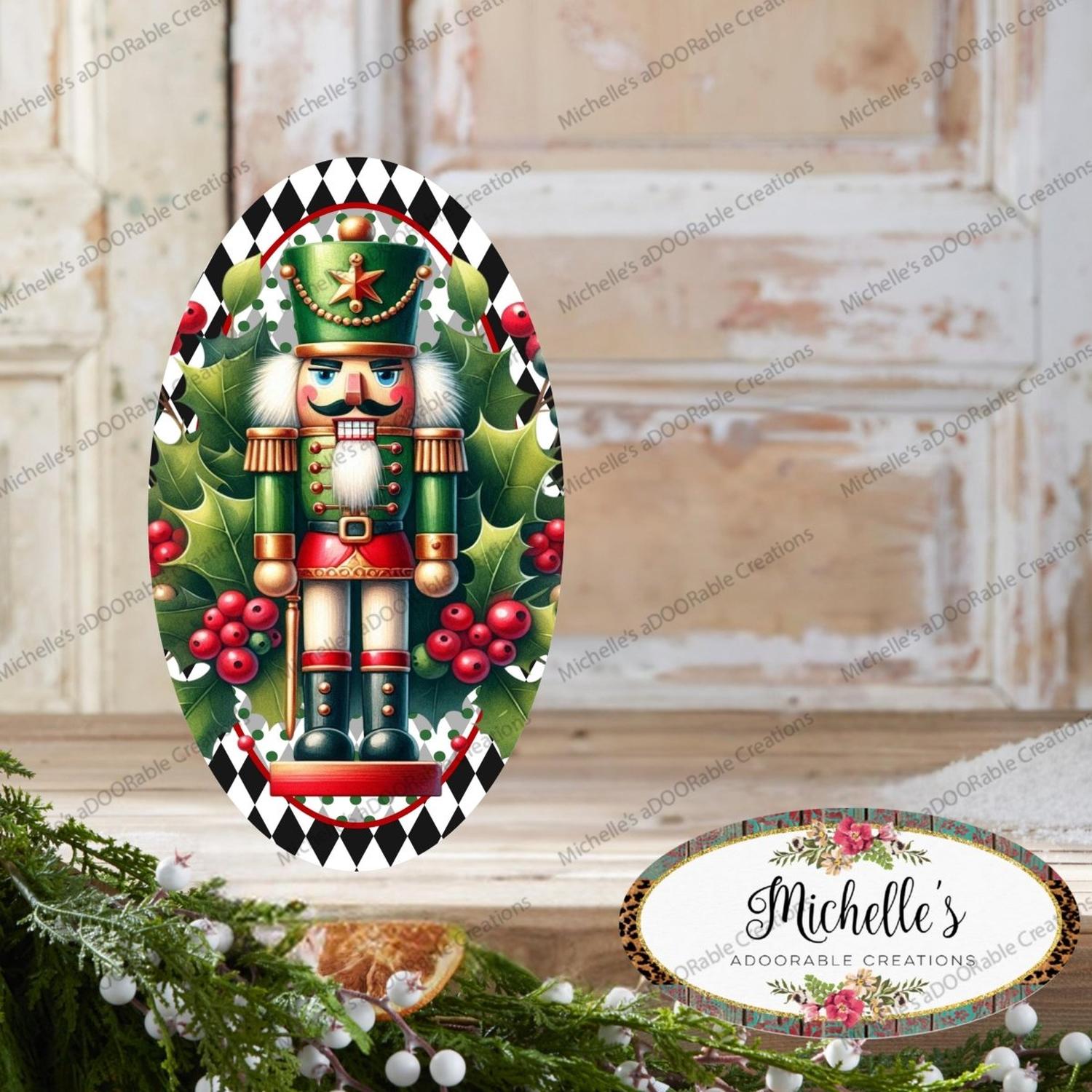 Traditional Red Green Oval Nutcracker Sign