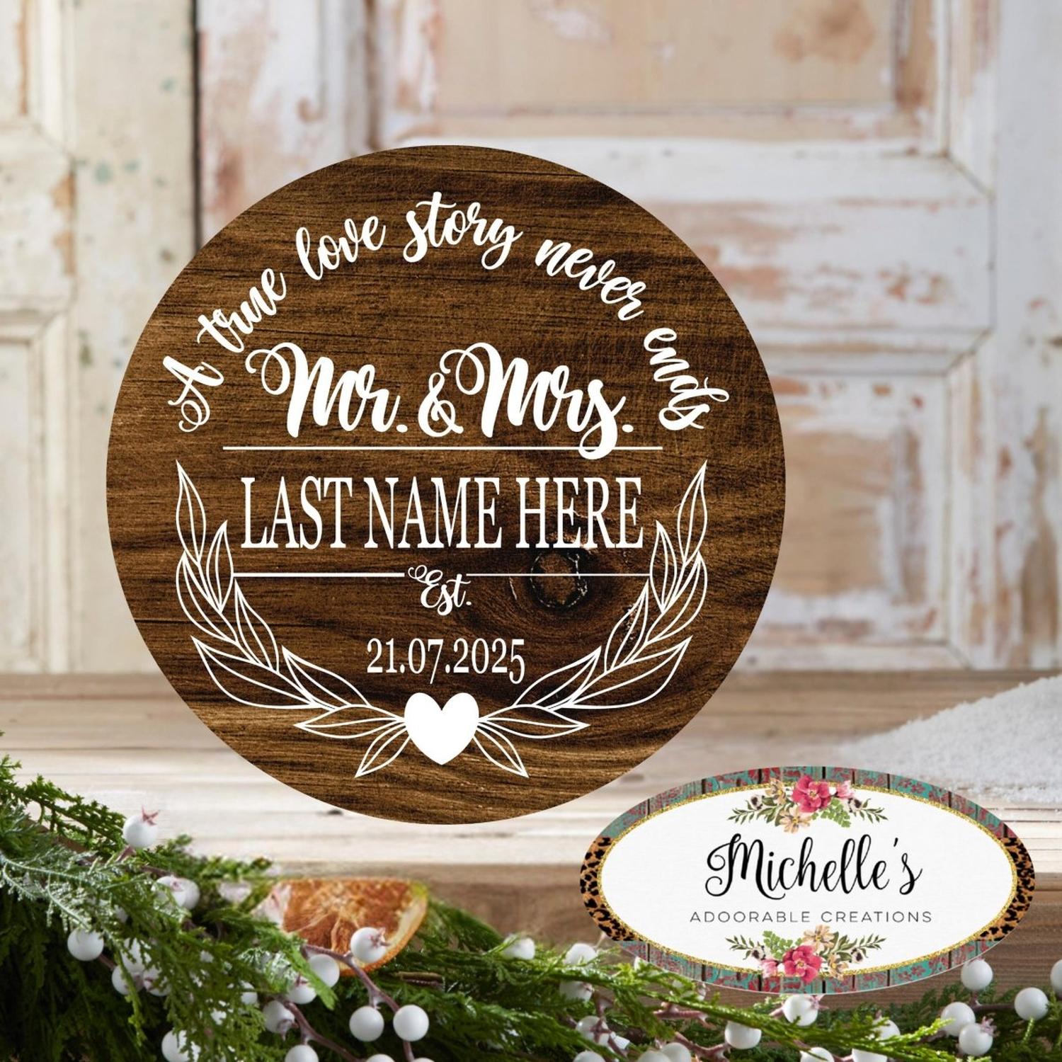 Shop For True Love Story Wedding Round Sign