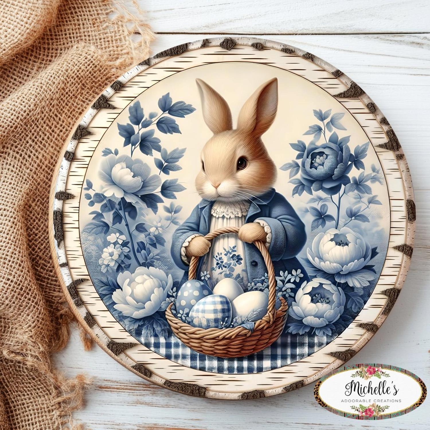 Shop For Vintage Bunny Blue Chinoiserie Sign
