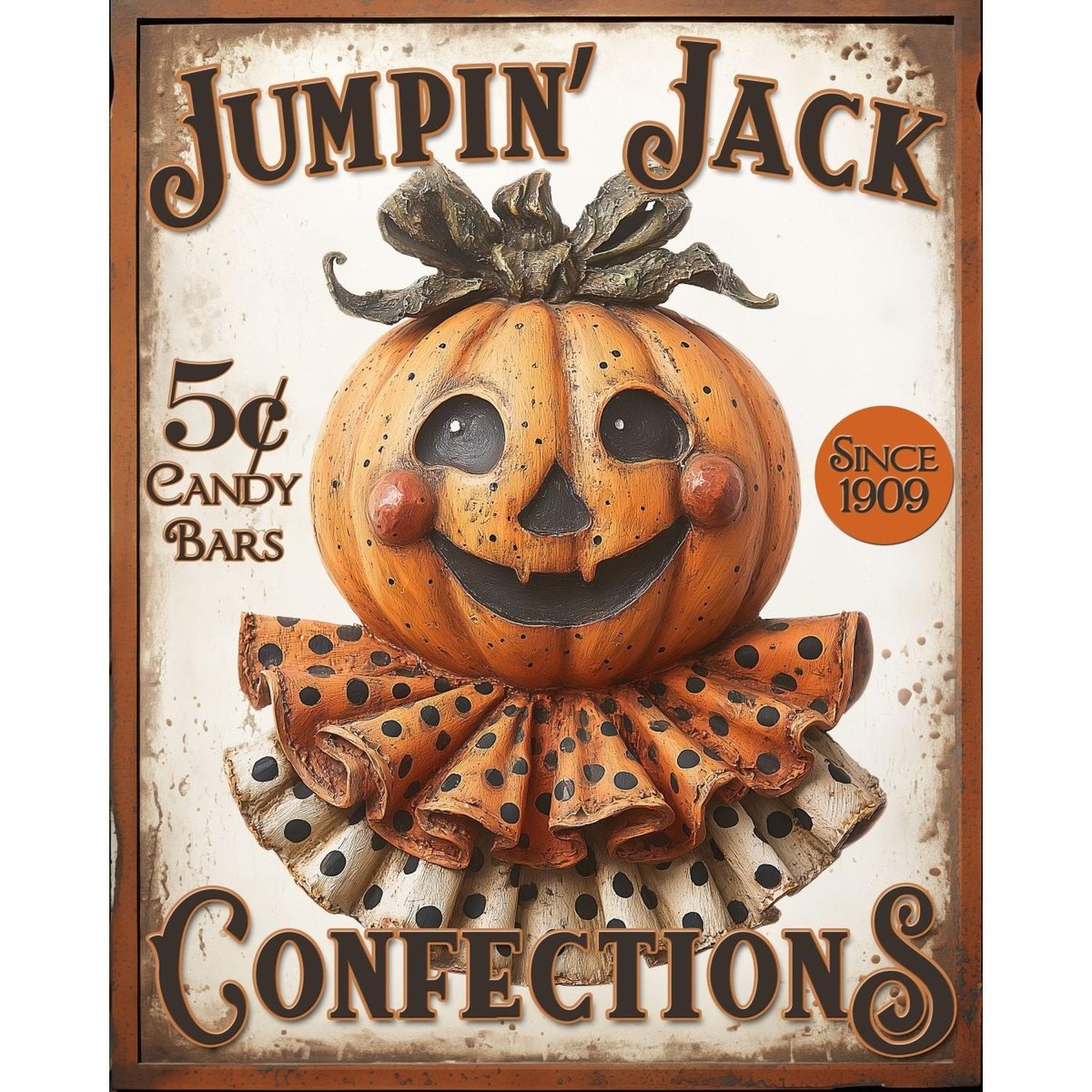 Vintage Halloween Jumpkin Jack Pumpkin Sign
